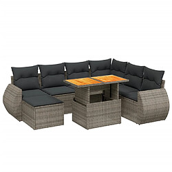 vidaXL Salon de jardin 8 pcs avec coussins gris résine tressée