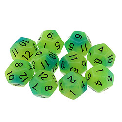 Acheter Dés de jeu à 12 faces Dés de 18mm pour les jeux de société et l'enseignement des mathématiques Vert + Bleu