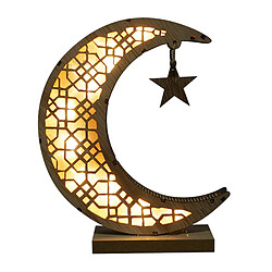 En bois Artisanat Décor L'islam Eid Mubarak Partie Fournitures Nuit Lumière LED Lumières Lampe Lune Étoiles Ornement