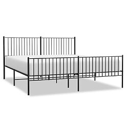 Maison Chic Lit adulte - Lit simple Cadre de lit métal avec tête de lit/pied de lit,Structure du lit Contemporain pour chambre noir 200x200 cm -MN82039