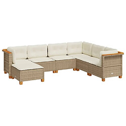 vidaXL Salon de jardin avec coussins 7 pcs beige résine tressée