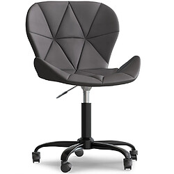 ICONIK INTERIOR Chaise de bureau avec roulettes - Chaise pivotante de bureau - Revêtement en similicuir - Structure noire Wito Gris