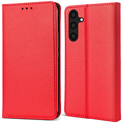 Moozy Étui à Rabat pour Samsung A54 5G, Rouge - Étui à Rabat avec Porte-Cartes et Support, Flip Cover avec Motif, Emplacements pour Cartes de Crédit, Étui Portefeuille Magnétique