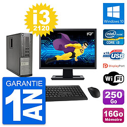 PC Dell 990 SFF Ecran 19" Intel i3-2120 RAM 16Go Disque 250Go Windows 10 Wifi - Occasion