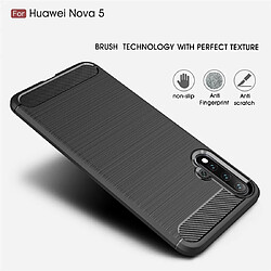 Wewoo Coque TPU en fibre de carbone à texture brossée pour Huawei Nova 5 bleu marine