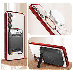 Avis Avizar Coque MagSafe pour Samsung S23 silicone protection caméra Transparent / Rouge