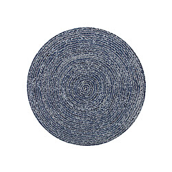 Beliani Tapis rond en jean 140 cm bleu foncé BULUCA