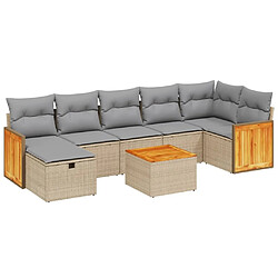 Maison Chic Ensemble à manger d'extérieur 8 pcs avec coussins,Salon de jardin,Mobilier de jardin mélange beige résine tressée -GKD125207