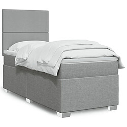 Vidaxl Sommier à lattes de lit et matelas Gris clair 90x190 cm Tissu