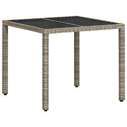 Maison Chic Table de jardin | Table d'extérieur avec dessus en verre gris clair résine tressée -GKD59698