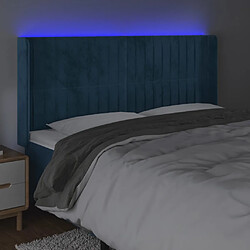 Avis vidaXL Tête de lit à LED Bleu foncé 203x16x118/128 cm Velours