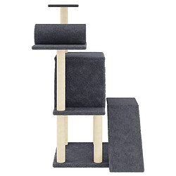 Helloshop26 Arbre à chat meuble tour grimper jouet grattage grattoir escalade plateforme avec griffoirs en sisal foncé 110,5 cm gris 02_0022645