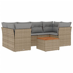 vidaXL Salon de jardin avec coussins 7 pcs beige résine tressée