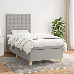 Maison Chic Lit Adulte - Lit simple Lit à sommier tapissier avec matelas moelleux - Meuble de Chambre - Gris clair 100x200cm Tissu -MN47210