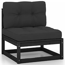 Maison Chic Salon de jardin 2 pcs avec coussins - Table et chaises d'extérieur - Mobilier/Meubles de jardin Moderne Noir Bois de pin massif -MN77419