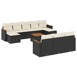 Maison Chic Salon de jardin 11 pcs avec coussins, Ensemble Tables et chaises d'extérieur noir résine tressée -GKD864043