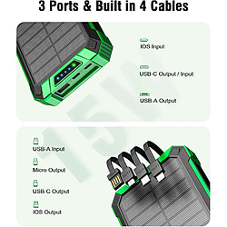 Acheter SANAG Batterie Externe Solaire 26800 Mah Avec 4 Câbles, Batterie Externe Sans Fil Usb-C 15 W, Charge Rapide, 6 Sorties, 3 Entrées Pour Téléphones Portables, Tablettes, Chargeur Solaire Étanche, Batterie