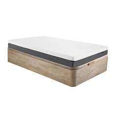 Vente-Unique Ensemble 90 x 190 cm sommier coffre naturel clair + matelas mousse HD 7 zones et accueil mémoire de forme déhoussable ép.20cm - KELIH de YSMÉE