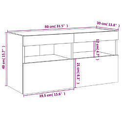 vidaXL Meuble TV mural avec lumières LED sonoma gris 80x30x40 cm pas cher