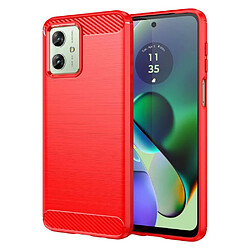 Htdmobiles Coque pour Motorola Moto G54 5G - housse etui silicone gel carbone + verre trempe - ROUGE