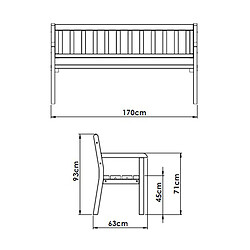 AXI - Charlotte | Banc de Jardin en Bois 170 cm - Marron | Banc Exterieur 3 Places, Bois d'Epicéa | Banc Jardin - Dossier Haut - Assise Confortable