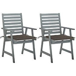 vidaXL Chaises à manger d'extérieur lot de 2 et coussins Acacia massif