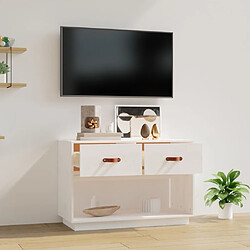 Avis Maison Chic Meuble TV scandinave - Banc TV pour salon Blanc 90x40x60 cm Bois de pin massif -MN61365