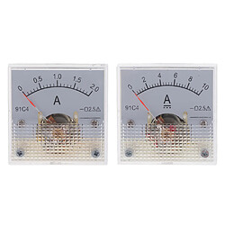 2 Pcs / Ensemble 0-2A Et 0-10A Panneau Analogique Ampèremètre Ampèremètre Jauge DC Ampèremètre