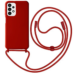 Avizar Coque Cordon pour Galaxy A23 5G et M23 5G Semi-rigide Lanière Tour du Cou rouge