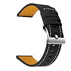 Bracelet en cuir véritable 20mm, noir pour votre Garmin Vivomove 3/Garminmove 3