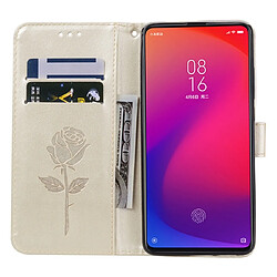 Wewoo Housse Coque Etui en cuir avec rabat horizontal relief Rose fentes pour cartes et porte-cartes Xiaomi Redmi K20 / K20 Pro Or pas cher