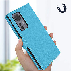 Avizar Housse Xiaomi 12 Pro Clapet Portefeuille Support Vidéo Bleu pas cher