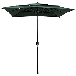 ComfortXL Parasol à 3 Niveaux Avec Mât En Aluminium Vert 2x2 M