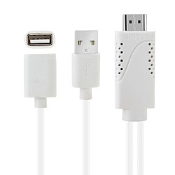 Wewoo Pour iPhone / Galaxy / blanc Huawei / Xiaomi / LG / / Google et autres smartphone USB Mâle + USB 2.0 Femelle à HDMI Téléphone au Câble Adaptateur HDTV,