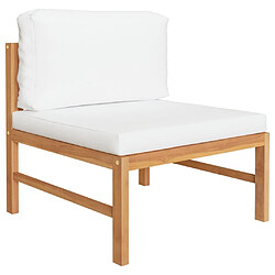 Avis Maison Chic Salon de jardin 4 pcs + coussins - Mobilier/Meubles de jardin - Table et chaises d'extérieur crème Bois de teck solide -MN63215