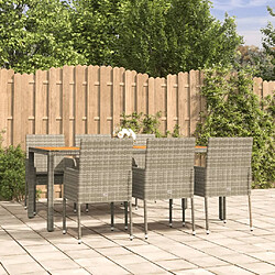 Maison Chic Mobilier à dîner 7 pcs de jardin avec coussins - Ensemble table et chaises d'extérieur - Salon/Mobilier de jardin classique gris rotin -MN47895