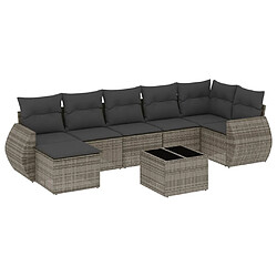 Maison Chic Salon de jardin 8 pcs avec coussins | Ensemble de Table et chaises | Mobilier d'Extérieur gris résine tressée -GKD81800