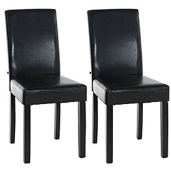 Decoshop26 Lot de 2 chaises de salle à manger design moderne en PVC marron et pieds en bois noir 10_0001551