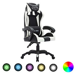 Maison Chic Chaise de jeu vidéo avec LED, Chaise gaming, Fauteuil gamer d'ordinateur,Chaise de Bureau RVB Blanc et noir Similicuir -GKD31338