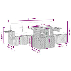 Avis vidaXL Salon de jardin avec coussins 6 pcs beige résine tressée