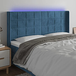 Maison Chic Tête de lit moderne à LED lumineuse pour chambre - Décoration de lit Bleu foncé 203x16x118/128 cm Velours -MN45265