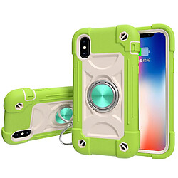 Universal Associable YH pour l'iPhone X / XS / 5.8 Shell de téléphone mobile, coque de support de rotation de couleur de contraste, couvercle de protection tout compris tout compris (vert clair)