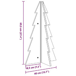 vidaXL Arbre de Noël en bois pour décoration 69,5cm bois massif de pin pas cher