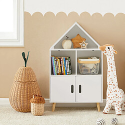 SoBuy KMB58-W Bibliothèque Enfant Étagère de Rangement pour Livres et Jouets Étagère à Livres Armoire Meuble de Rangement sur Pieds