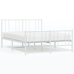 Maison Chic Lit adulte - Lit simple Cadre de lit métal avec tête de lit/pied de lit,Structure du lit Contemporain pour chambre blanc 140x190cm -MN45976