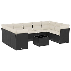 Maison Chic Salon de jardin 10 pcs avec coussins, Ensemble Tables et chaises d'extérieur noir résine tressée -GKD368706