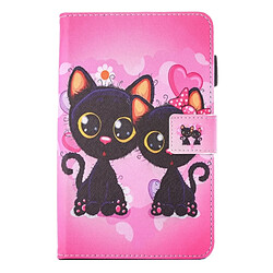 Wewoo Housse Étui pour Samsung Galaxy Tab E 9.6 / T560 Belle bande dessinée Cat Couple motif horizontal en cuir flip avec support et Slots de cartes Pen Slot