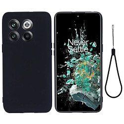 Coque en silicone antichoc, doublure en fibre, anti-rayures avec sangle pour votre OnePlus 10T 5G/Ace Pro 5G - noir