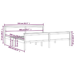 vidaXL Cadre de lit sans matelas marron miel bois pin massif 200x200cm pas cher