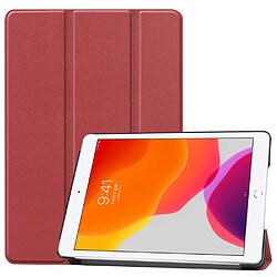 Etui en PU avec support tri-pliure rouge vin pour votre Apple iPad 10.2 (2019)